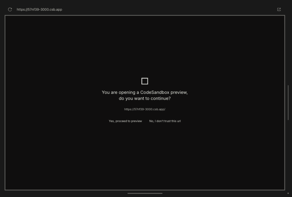 Codesandbox confirmation mode